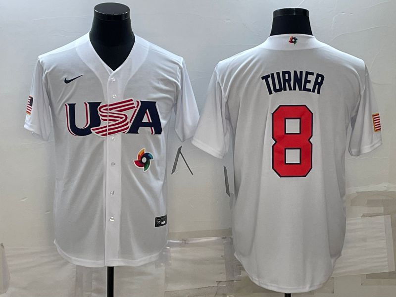 Men 2023 World Cub USA #8 Turner White Nike MLB Jersey8->more jerseys->MLB Jersey
